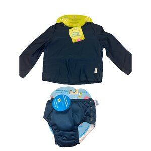 green sprouts UPF50+ Rashguard Shirt Swimsuit Diaper Reusable NWT Blue 12 Month